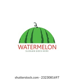 Fresh Watermelon Illustration Design. Suitable For Watermelon Trading Business Logo.