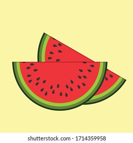 Fresh Watermelon isolated. Flat style vector illustration.