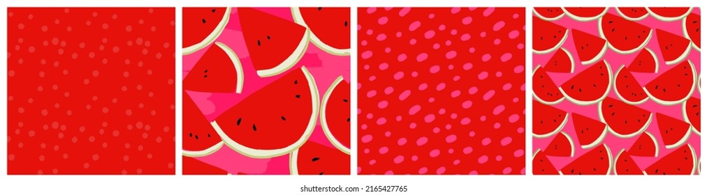 Fresh watermelon juice abstract seamless pattern. Colorful kitchen textile or product packaging background in red and pink colors.