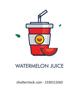 FRESH WATERMELON JUICE FLAT ILLUSTRATION VECTOR