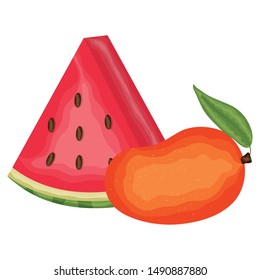 fresh watermelon and mango nature