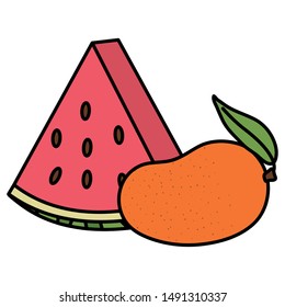fresh watermelon and mango nature