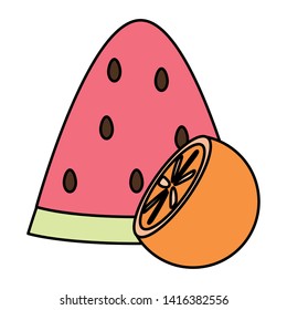 fresh watermelon portion with orange