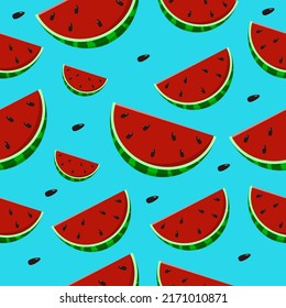 Fresh watermelon seamless pattern vector illustration