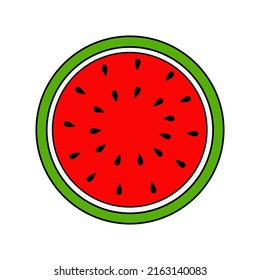 Fresh watermelon slice icon. Watermelon red slice flat design vector illustration on white background
