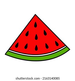 Fresh watermelon slice icon. Watermelon red slice flat design vector illustration on white background
