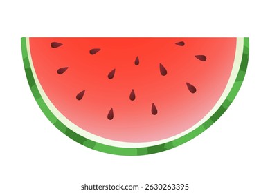 Fresh watermelon slice, isolated on a transparent background. Summer fruit vector illustration