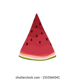 Fresh watermelon slice on white background. Flat food vector illustration. Cartoon hand drawn summer fruit. Isolated icon. Symbol for natural female face masks