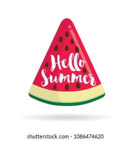 Fresh watermelon slice with summer message