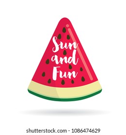 Fresh watermelon slice with summer message