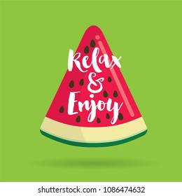 Fresh watermelon slice with summer message