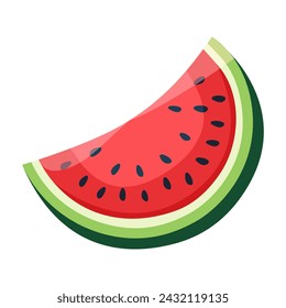 Fresh watermelon slice in vector on white background