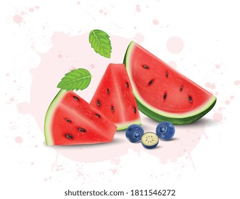 ilustración vectorial de piezas de sandía fresca 