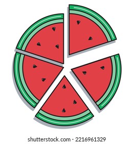 Fresh watermelon slices on white background featuring watermelon, fresh, and pattern