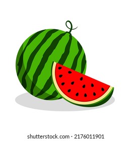 Fresh watermelon with split red flesh Vector