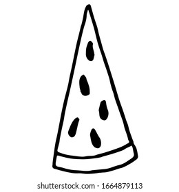 Fresh watermelon, summer fruit. Organic vegetarian food drawing. Color flat vector illustration. Cartoon isolated on a white background.