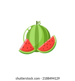 fresh watermelon vector illustration, flat colorful fruits vector