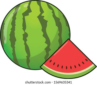 Fresh watermelon vector illustration images ready to eat