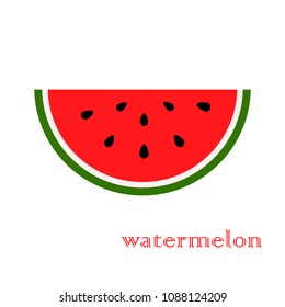 fresh watermelon white background, summer fruit, vegan food, Design for textiles, labels, posters. Vector illustration.