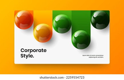 Fresh web banner design vector concept. Clean realistic spheres postcard illustration.