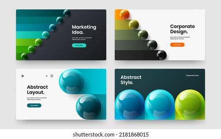 Nuevo paquete de ilustraciones vectoriales de diseño de sitios web. Increíble composición de concepto de folletos de la compañía de bolas realistas.
