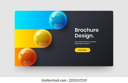 Fresh website screen design vector concept. Isolated realistic spheres presentation template.