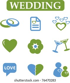 fresh wedding icons, signs, vector illustrations