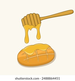 Fresh wheat bread with honey vector design
