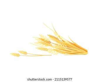 Fresh wheat ears lying on ground vector illustration on white background