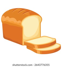 Fresh white bread loaf isolated vector illustration on white background