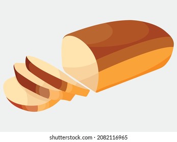 Fresh white bread or slice bread vector illustration on a white background