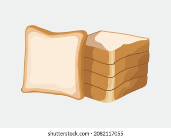 Fresh white bread or slice bread vector illustration on a white background