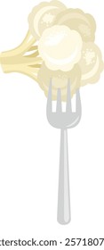 Fresh white cauliflower on fork
