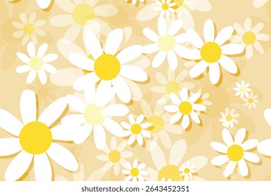 Fresh, white daisies on pastel Orange background. Wild flowers. Meadow concept. Springtime. Bright colors. Mockup for special offers as advertising or other ideas. Flat lay.