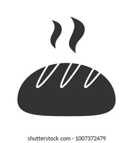 Fresh white round bread glyph icon. Silhouette symbol. Negative space. Vector isolated illustration