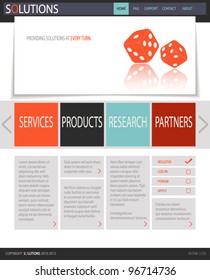 Fresh White Web Site Template, with red dice and black, gray, red and blue accents