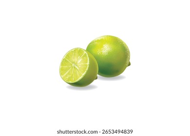 Frutos frescos inteiros e semimalcalinos, isolados sobre fundo branco. Ideal para alimentos, bebidas e conceitos tropicais.