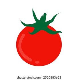 Fresh whole red tomatoes with green stems