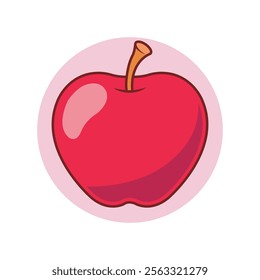 fresh and whole sweeet apple. Flat style apple fruit hand drawn isolated for design. Vector illustration