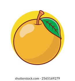 fresh and whole sweeet orange. Flat style orange fruit hand drawn isolated for design. Vector illustration