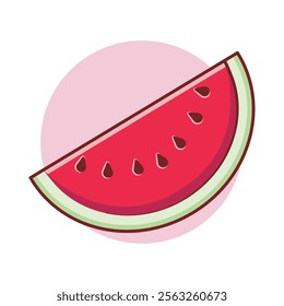 fresh and whole sweet watermelon. Flat style watermelon fruit in summer hand drawn isolated for design. Vector illustration