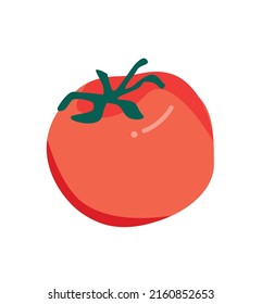 Fresh whole tomato vegetables.Veggie food.Organic natural ripe food of red color.Healthy nutrition icon. Flat vector illustration isolated on white background