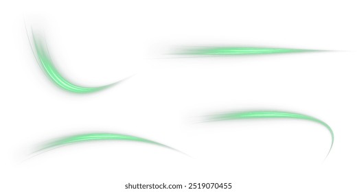 Fresh wind swirls with green leaves and glitter and neon green lines . Cool air twirl and swirl effect with flying mint leaves. Light effect for advertising of refreshing drinks, cocktails