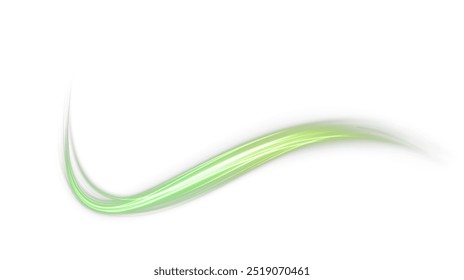 Fresh wind swirls with green leaves and glitter and neon green lines . Cool air twirl and swirl effect with flying mint leaves. Light effect for advertising of refreshing drinks, cocktails