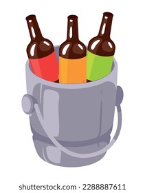 fresh wine bottles in bucket icon