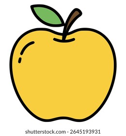 fresh yellow apple fruit nature food healthy flat color vector illustration template design