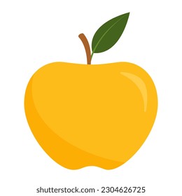 Fresh yellow apple isolated, healthy food concept