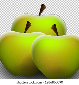 Fresh yellow apple isolated on transparent background. Vector illustration