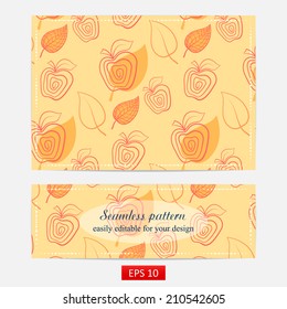 Fresh yellow  apple. Seamless pattern. Apple,yellow,leaf.