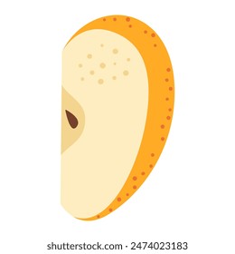 Icono de rebanada de manzana amarilla fresca. Snack vegetariano saludable, manzana cortada para el diseño, infografía. Cortado en trozos de manzana. Estilo plano de moda dibujado a mano aislado sobre fondo transparente. Ilustración vectorial